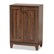 Baxton Studio Nissa Modern and Contemporary Walnut Brown Finished Wood 2-Door Shoe Storage Cabinet